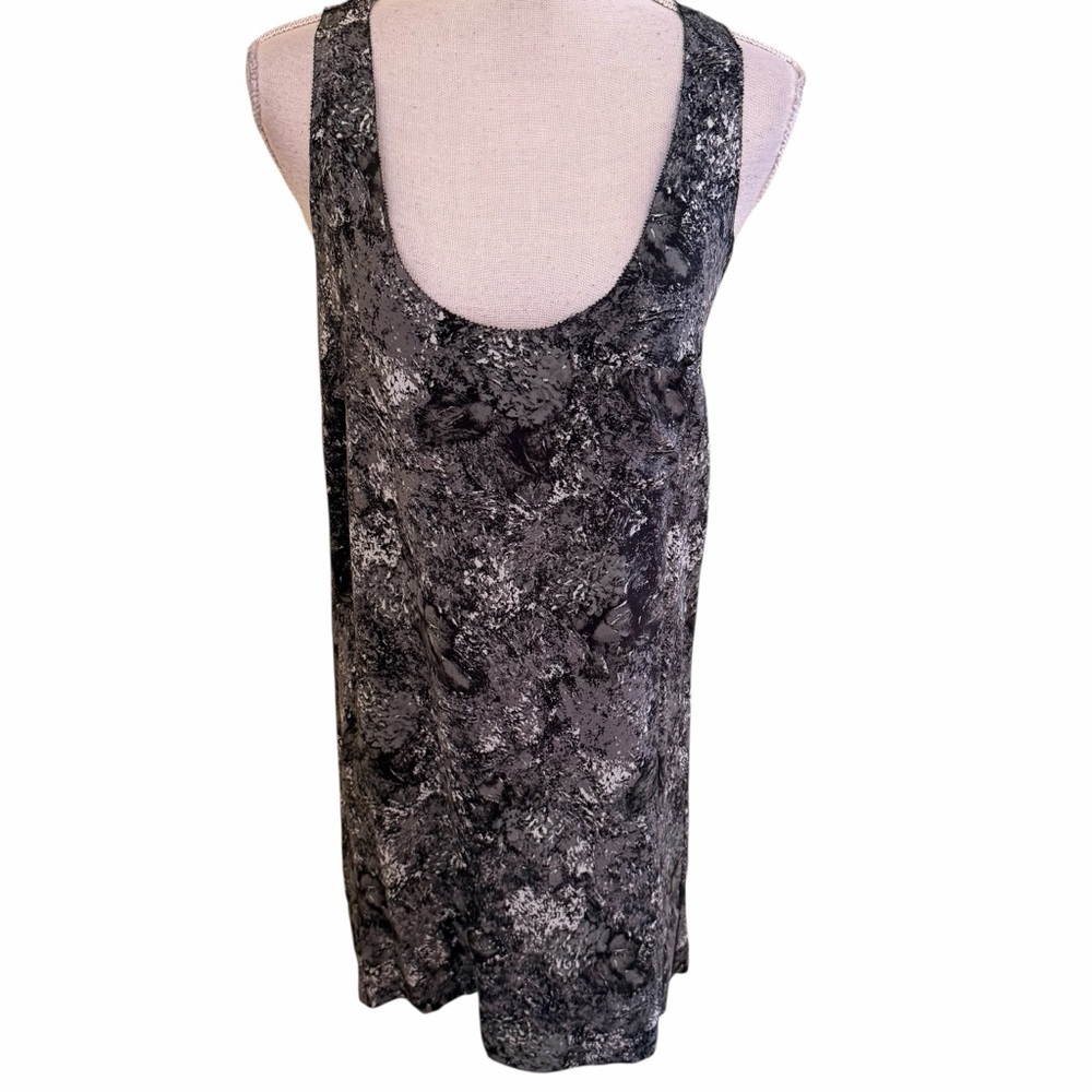 Joie Black and Gray Silk Sleeveless Racerback Tank Shift Dress S